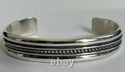 Vtg Native American Sterling Silver Cuff Bracelet Cable Rope SIGNED T Hawk 34g