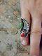 Vtg Native American Sterling Turquoise and Coral Ring Size6.75 Solid 13 Grams