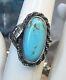Vtg Native American Turquoise 925 Sterling Silver Ring Size 5