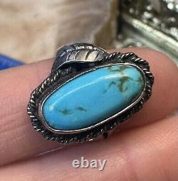 Vtg Native American Turquoise 925 Sterling Silver Ring Size 5