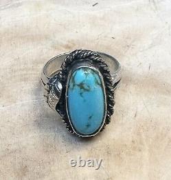 Vtg Native American Turquoise 925 Sterling Silver Ring Size 5