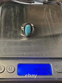 Vtg Native American Turquoise 925 Sterling Silver Ring Size 5