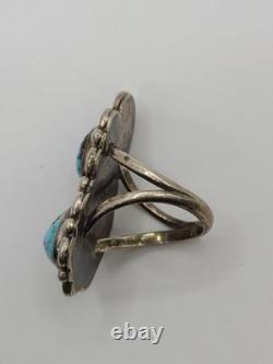 Vtg Native American Turquoise Ring Sterling Silver Navajo Jewelry sz 6 7.2gr