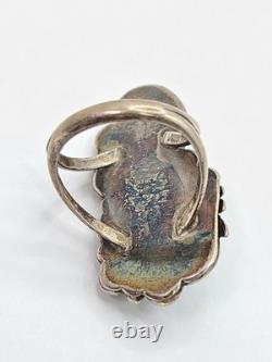 Vtg Native American Turquoise Ring Sterling Silver Navajo Jewelry sz 6 7.2gr