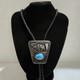 Vtg Native Made/Signed'Jodi' Sterling Silver and Turquoise Bear Bolo 44 Inch