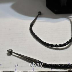 Vtg Native Made/Signed'Jodi' Sterling Silver and Turquoise Bear Bolo 44 Inch