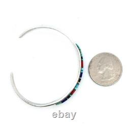Vtg. Navajo 925 Sterling Silver Multistone Cuff Bracelet 6 SilverCloud 13.4g
