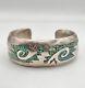 Vtg Navajo Delvin J Nelson Sterling Silver Crushed Turquoise Cuff Bracelet 44.4g