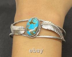 Vtg Navajo Harry Martinez Native American Sterling Silver & Turquoise Bracelet