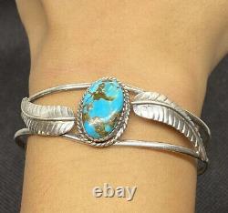 Vtg Navajo Harry Martinez Native American Sterling Silver & Turquoise Bracelet