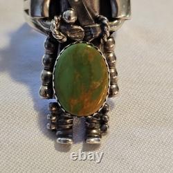Vtg Navajo Kachina Ring 925 Silver Royston Turquoise Signed Broken Arrow C. 80's