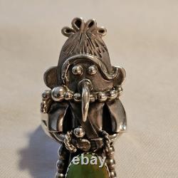 Vtg Navajo Kachina Ring 925 Silver Royston Turquoise Signed Broken Arrow C. 80's