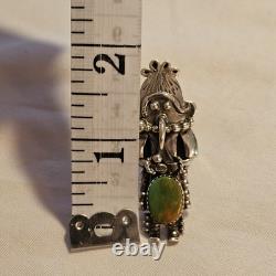 Vtg Navajo Kachina Ring 925 Silver Royston Turquoise Signed Broken Arrow C. 80's