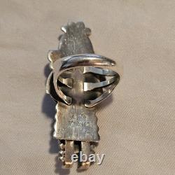 Vtg Navajo Kachina Ring 925 Silver Royston Turquoise Signed Broken Arrow C. 80's