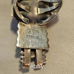 Vtg Navajo Kachina Ring 925 Silver Royston Turquoise Signed Broken Arrow C. 80's
