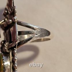 Vtg Navajo Kachina Ring 925 Silver Royston Turquoise Signed Broken Arrow C. 80's