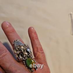 Vtg Navajo Kachina Ring 925 Silver Royston Turquoise Signed Broken Arrow C. 80's