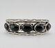 Vtg Navajo Sterling Silver Black Onyx 1 Row Cluster Stamped Cuff Bracelet 33g