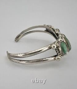 Vtg Navajo Sterling Silver Royston Turquoise Stamped 5 Stone Cuff Bracelet 19.8g