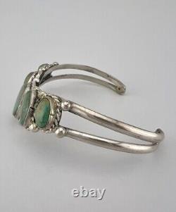Vtg Navajo Sterling Silver Royston Turquoise Stamped 5 Stone Cuff Bracelet 19.8g