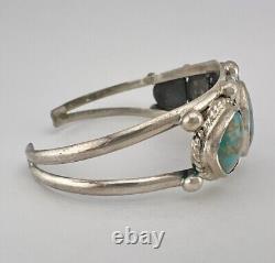 Vtg Navajo Sterling Silver Royston Turquoise Stamped Large Cuff Bracelet 39.6g