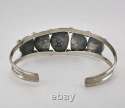 Vtg Navajo Sterling Silver Royston Turquoise Stamped Large Cuff Bracelet 39.6g