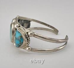 Vtg Navajo Sterling Silver Royston Turquoise Stamped Large Cuff Bracelet 39.6g