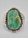 Vtg Navajo Sterling Silver Royston Turquoise Stamped Wide Cuff Bracelet 59.7g