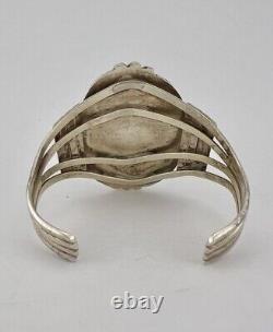 Vtg Navajo Sterling Silver Royston Turquoise Stamped Wide Cuff Bracelet 59.7g