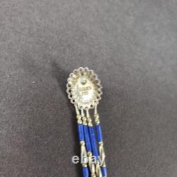 Vtg Necklace & Earring Set Lapis Lazuli Liquid Silver Native American 925 20