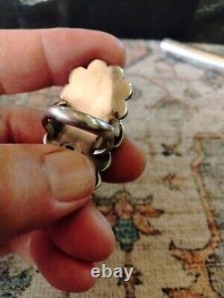 Vtg. Old Native American Sterling And Turquoise Ring Size 7. Solid 16 Grams