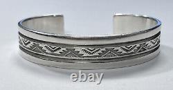 Vtg Old Pawn Native Navajo Troy Lamer Handmade Sterling Silver Cuff Bracelet