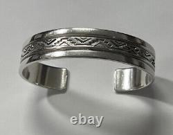 Vtg Old Pawn Native Navajo Troy Lamer Handmade Sterling Silver Cuff Bracelet