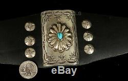 Vtg Old Pawn Navajo Kingman Natural Turquoise Sterling Bow Guard Bracelet