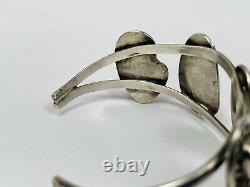 Vtg Old pawn Navajo Red Coral Sterling Silver Cuff Bracelet