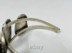 Vtg Old pawn Navajo Red Coral Sterling Silver Cuff Bracelet