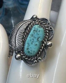 Vtg Patricia Platero Native American Turquoise 925 Silver Ring Size 7.25