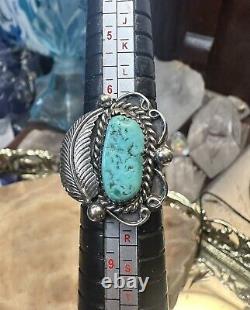 Vtg Patricia Platero Native American Turquoise 925 Silver Ring Size 7.25