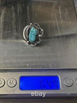 Vtg Patricia Platero Native American Turquoise 925 Silver Ring Size 7.25