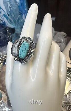 Vtg Patricia Platero Native American Turquoise 925 Silver Ring Size 7.25