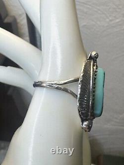 Vtg Patricia Platero Native American Turquoise 925 Silver Ring Size 7.25