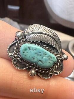 Vtg Patricia Platero Native American Turquoise 925 Silver Ring Size 7.25