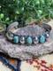 Vtg Pawn Shop Navajo Indian Old Coin Silver & Turquoise Cuff Bracelet EUC