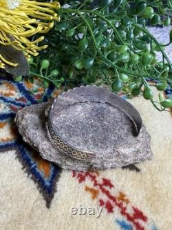 Vtg Pawn Shop Navajo Indian Old Coin Silver & Turquoise Cuff Bracelet EUC