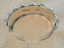 Vtg Philbert Secatero Native American Navajo Sterling Silver Gem Cuff Bracelet