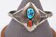 Vtg S. Dickens Native Navajo Turquoise Coral Sterling Silver Cuff Bracelet 6.5