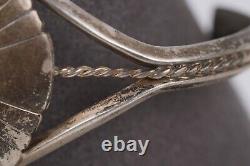 Vtg S. Dickens Native Navajo Turquoise Coral Sterling Silver Cuff Bracelet 6.5