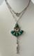 Vtg. Sign PA TA Native American Navajo turquoise ster. Silver 925 pendant Necklace