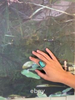 Vtg Signed WB Navajo GreenBlue Turquoise Sterling Silver Ring Size 5.25 10.18g
