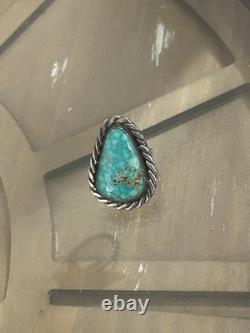 Vtg Signed WB Navajo GreenBlue Turquoise Sterling Silver Ring Size 5.25 10.18g